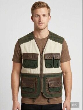 Europe Craft NWOT Vintage Tan Leather Hunting Upland Shooting Vest Men's Large